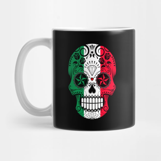 Italian Flag Sugar Skull with Roses by jeffbartels